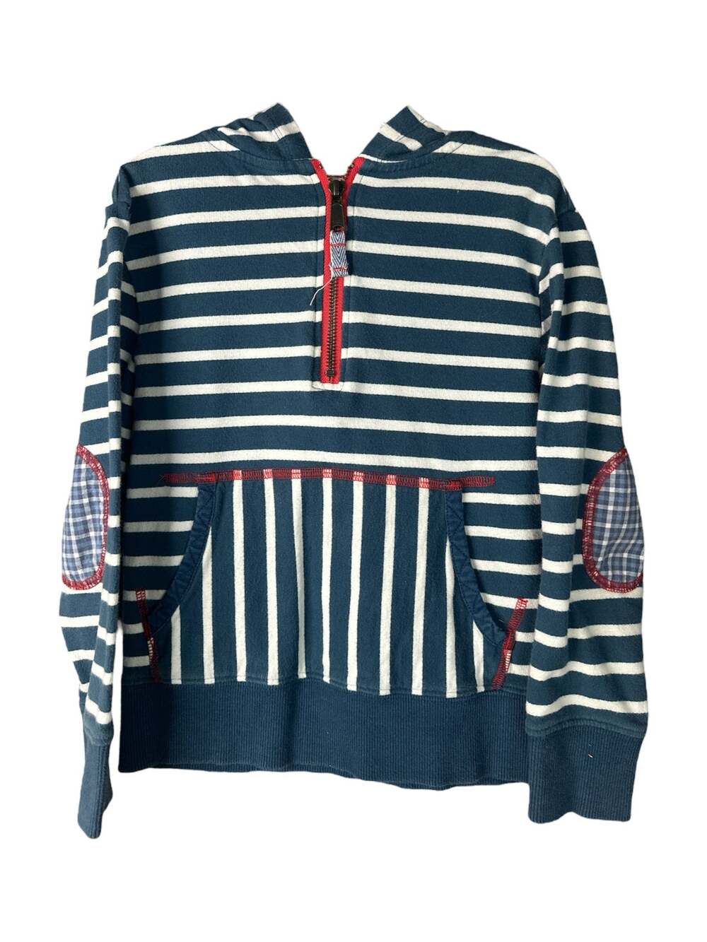 Matilda Jane X Joanna Gaines Unisex Blue White Stripe Quarter Zip Hoodie Size 4